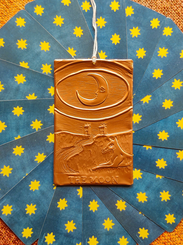 XVIII The Moon // Copper Tarot Card Decoration
