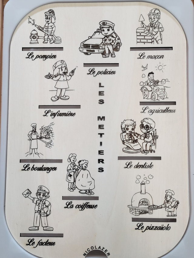 Insert sensoriel bois compatible trofast &quot;les métiers&quot;