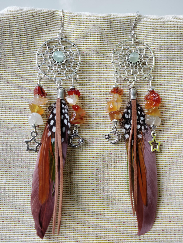 Boucles d'Oreilles Cornaline/ Fluorite