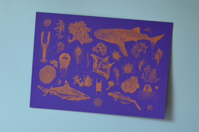 Affiche imprimée en risographie Gold ocean