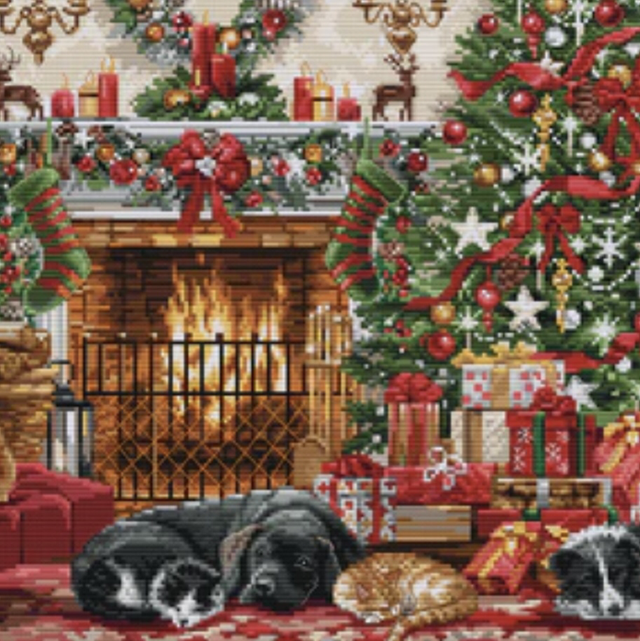 Cosy Fireplace Cross Stitch Kit by Luca-S GOLD - 
