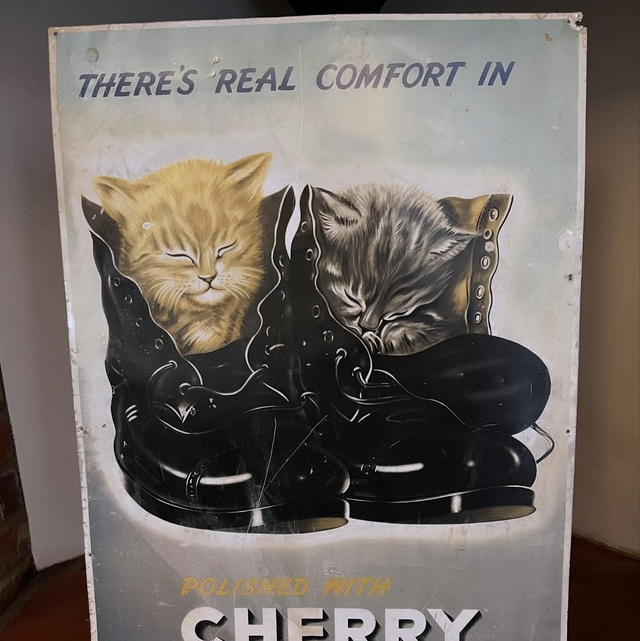 Early Tin Cherry Blossom Boot Polish Sign