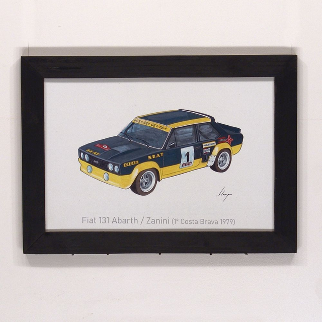 Artimotor enmarcado 22x31 - Fiat 131 Abarth / Zanini (Costa Brava 1979)