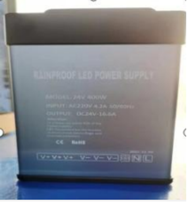 Fuente de alimentación LED resistente a la lluvia de 400 vatios. salida de 24V