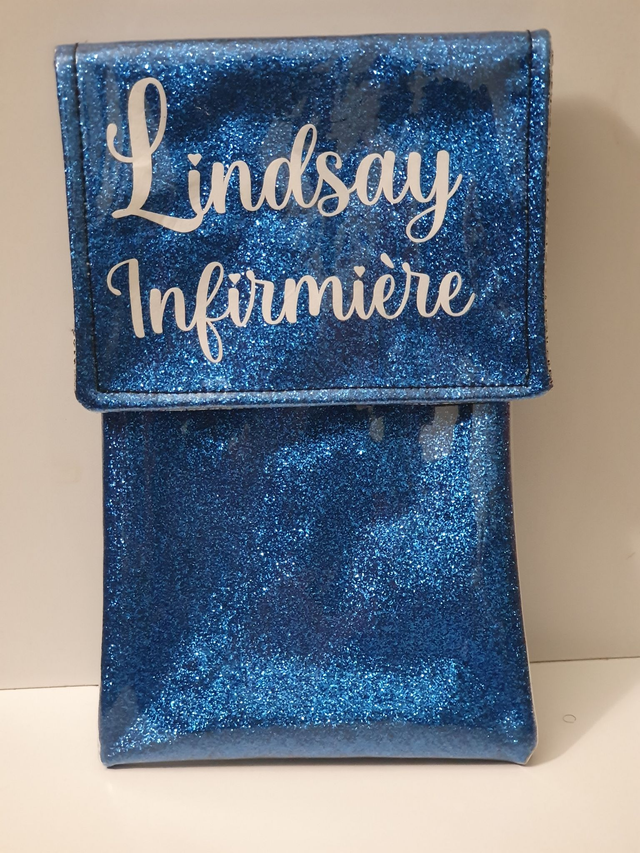 Pochette aimantée simili cuir pailleté