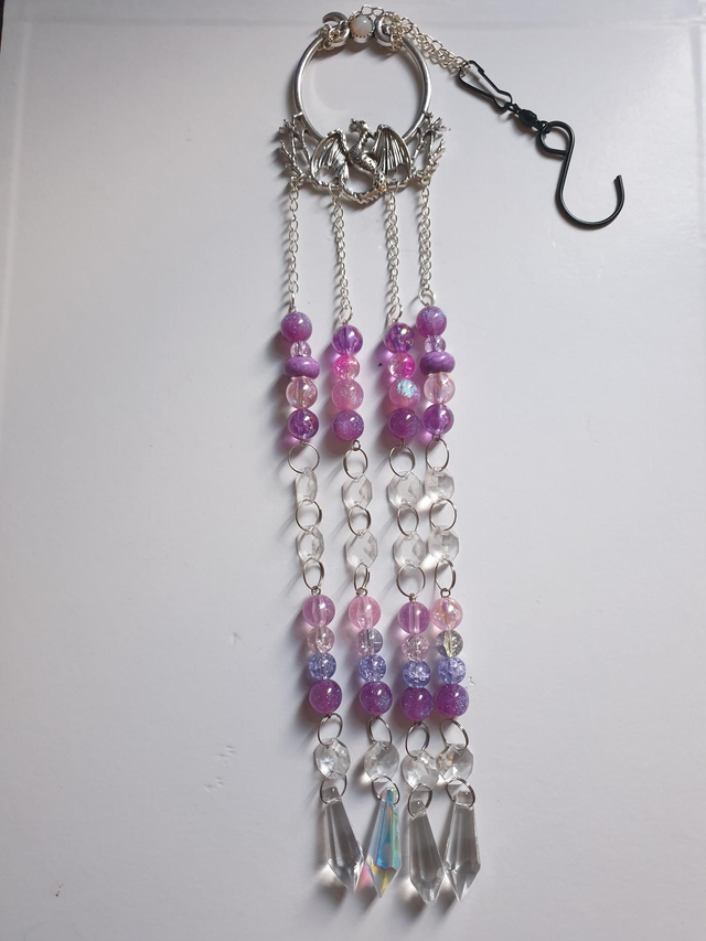 Suncatcher - Dragon 4 Strand Pink beaded