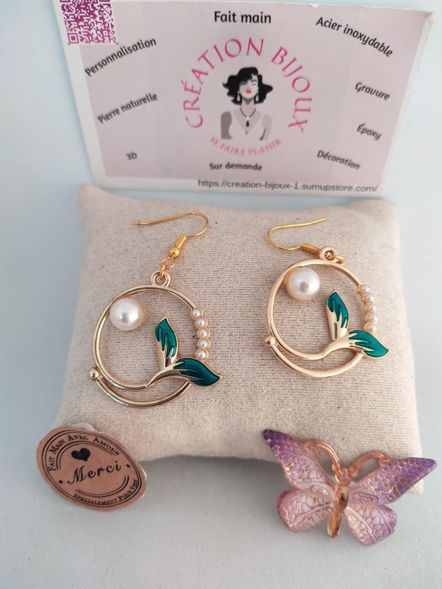 Boucle d'oreille queue sirène 