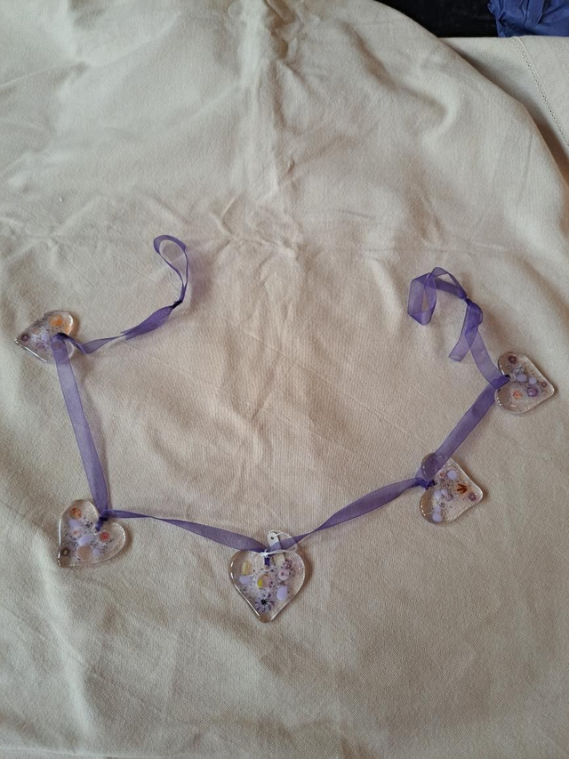 Purple heart floral bunting