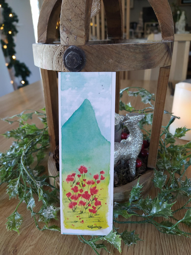 Marque Pages "Pic Saint Loup et coquelicots", 5 x 15cm