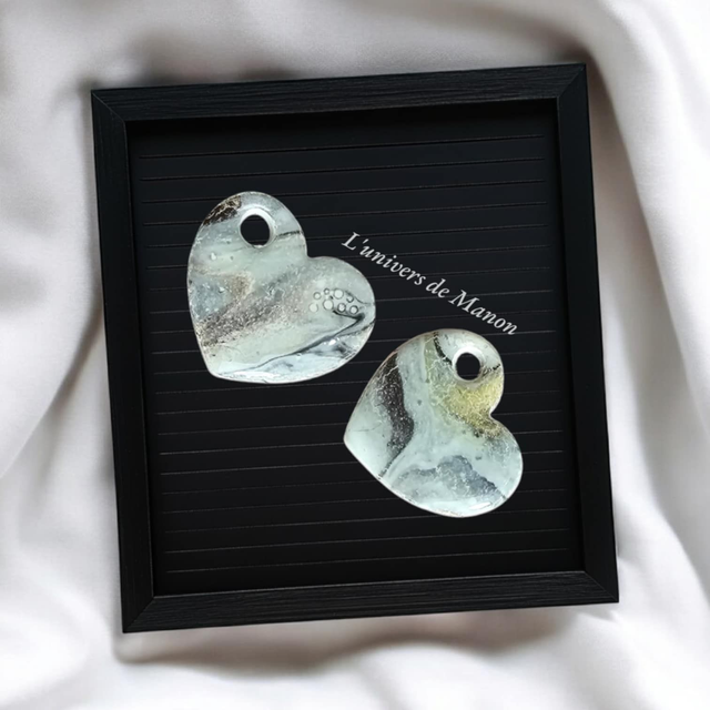 2 Pampilles coeur marbré (créoles interchangeables)  