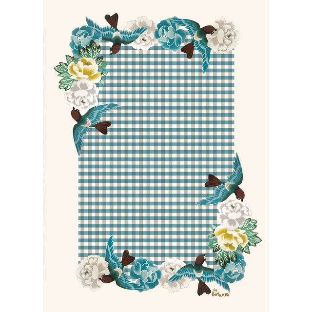 Torchon - Coton et Lin - Vichy Turquoise