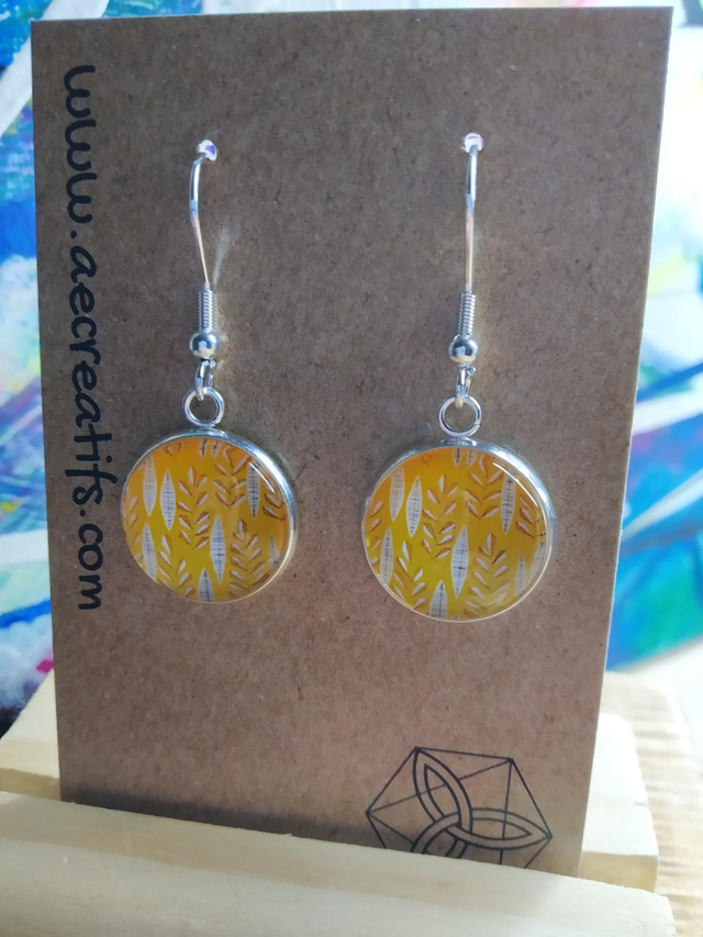 Boucles d&#039;oreilles cabochons épis jaune 