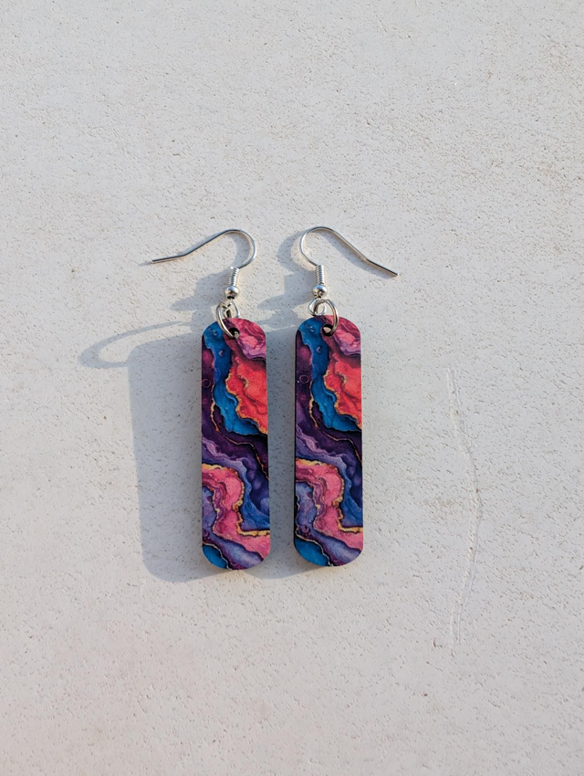 N°20 Boucles d'oreilles baguette fantaisie hypoallergénique 