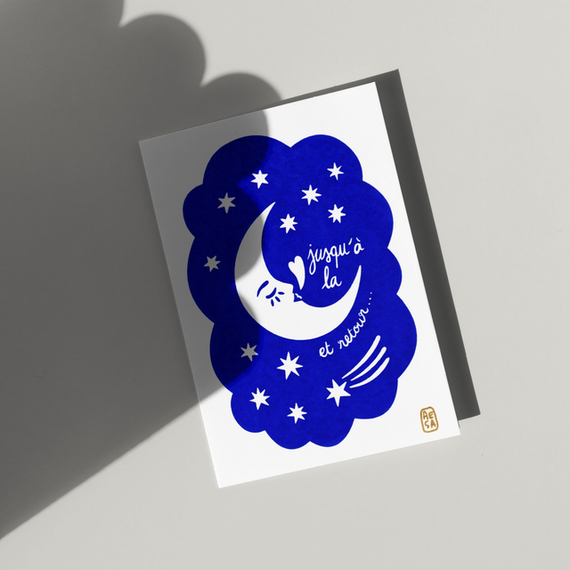 Carte postale "Jusqu'à la lune"