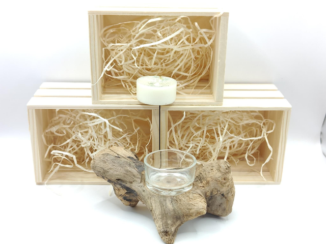 Bougeoir Artisanal en Bois Flotté – Création Unique Rechargeable