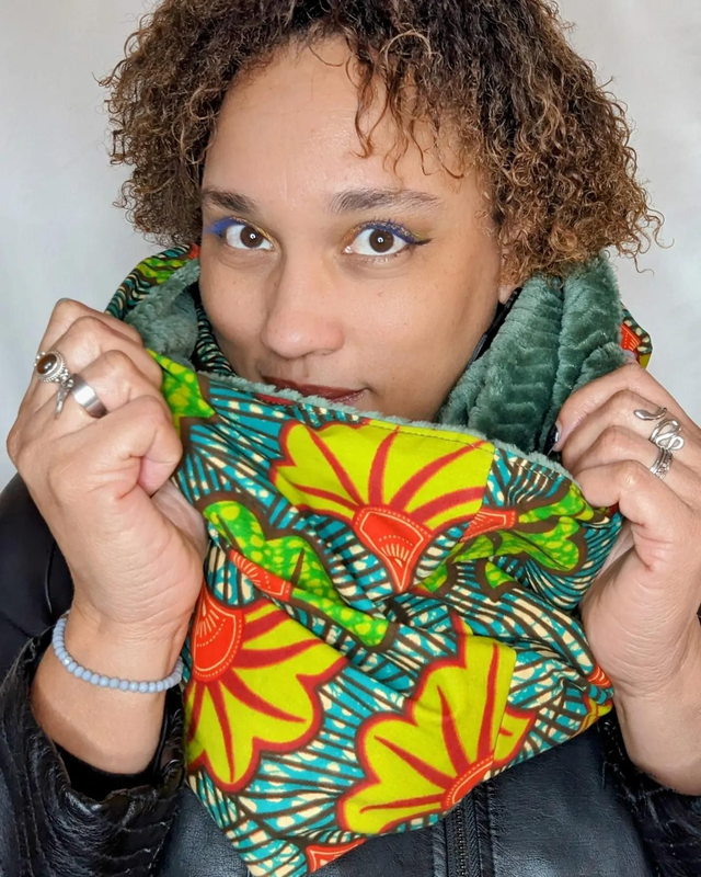 Fleur verte et orange - double