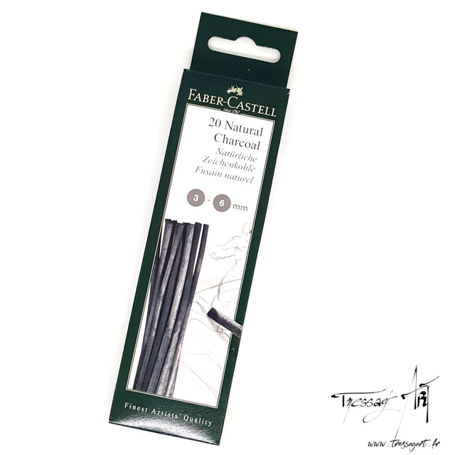 FABER CASTELL - FUSAIN NATUREL 20 BATONNETS 3-6 mm - FB026000