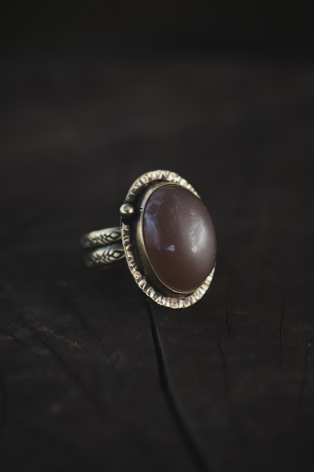 Bague pierre de lune réglable