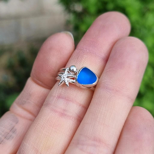 Seashore Sterling silver stacking ring set.