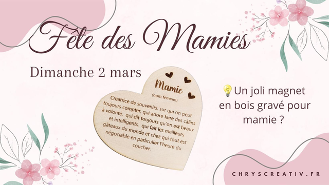 Magnet cœur Mamie