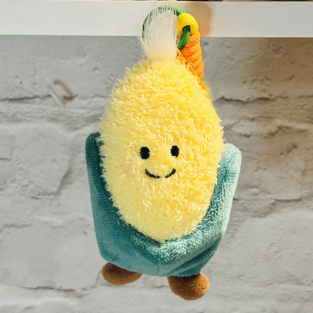 Sweetcorn Kawaii Plush keychain with acrylic charm