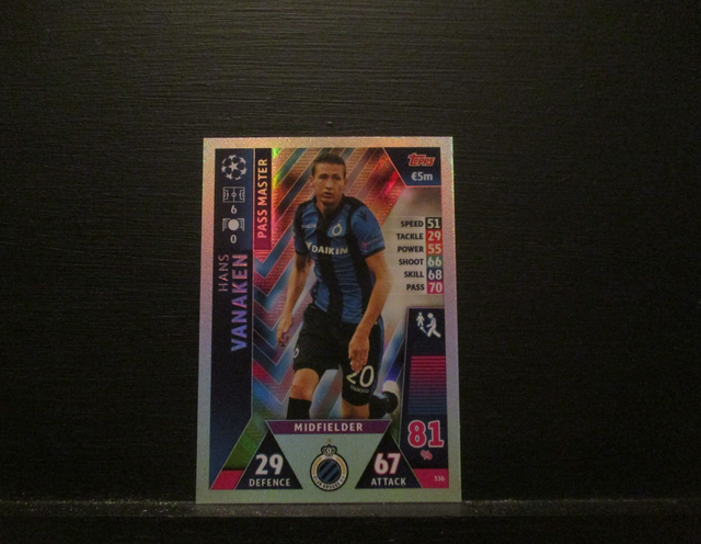 Hans Vanaken - UEFA Champions League Match Attax 2018/19 Original Trading Card #336
