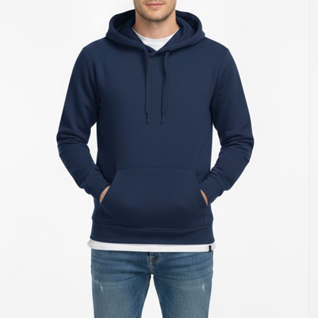 Felpa Basic con Cappuccio Blu