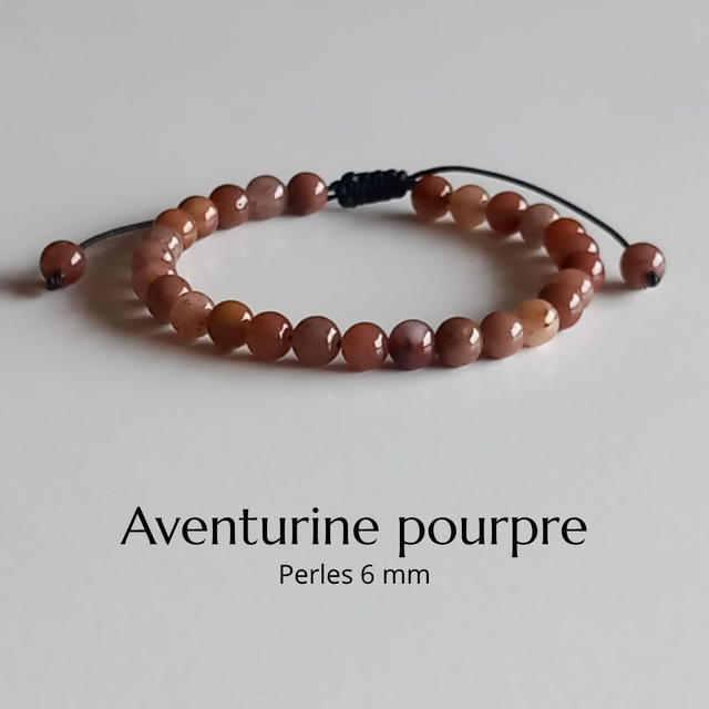 Bracelet ajustable en Aventurine pourpre