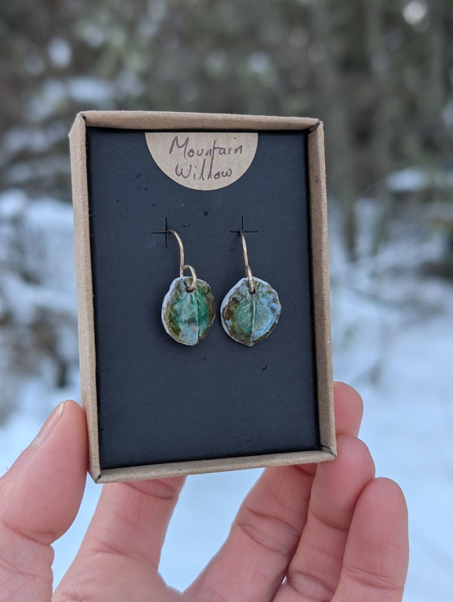 Dwarf Willow Raku Earrings