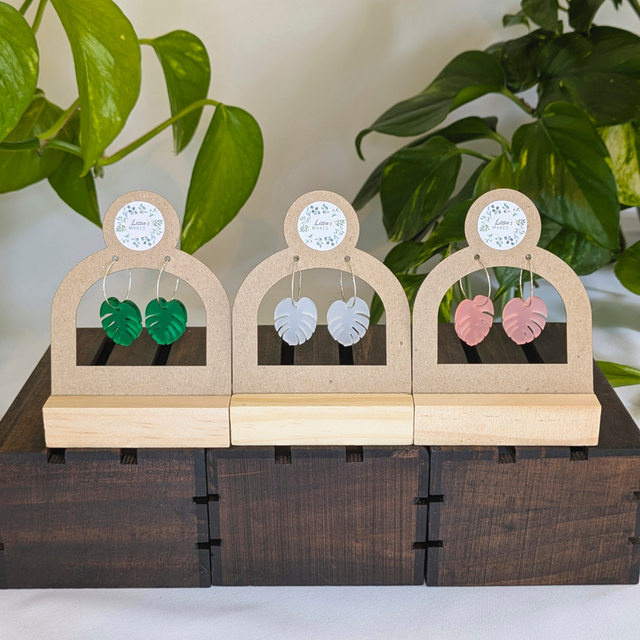 Sterling Silver Monstera Hoop Earrings