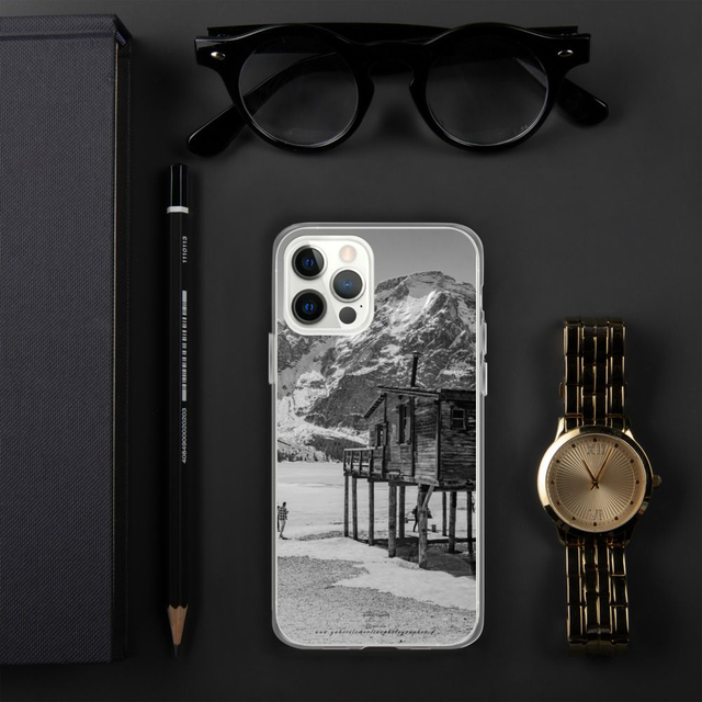 Cover per iPhone in silicone Lago di Braies BW