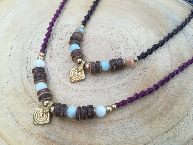 Collier fin ~ Amazonite &amp; coco