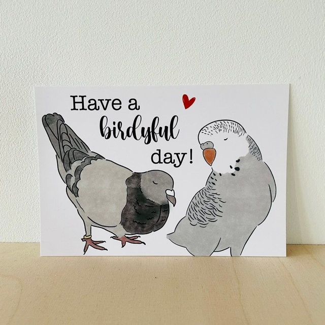Ansichtkaart &quot;Have a birdyful day!&quot;, 10 x 15 cm