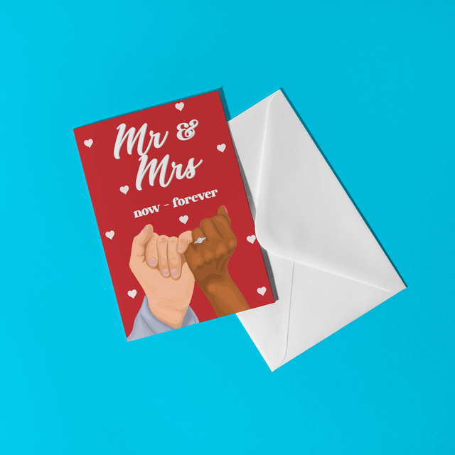 Mr &amp; Mrs Greeting Card -  (Deep female skin tone)