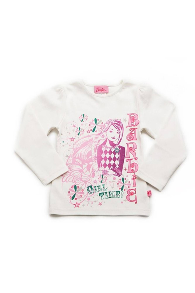 334BARBIE T-SHIRT MANICHE LUNGHE BAMBINA BIANCO