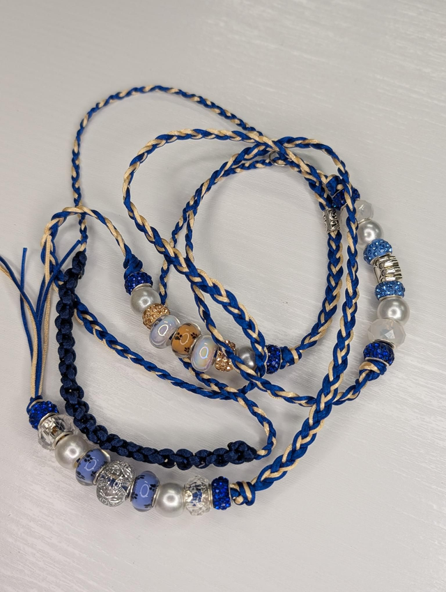 Käsin punottu näyttelytalutin, sininen/kulta