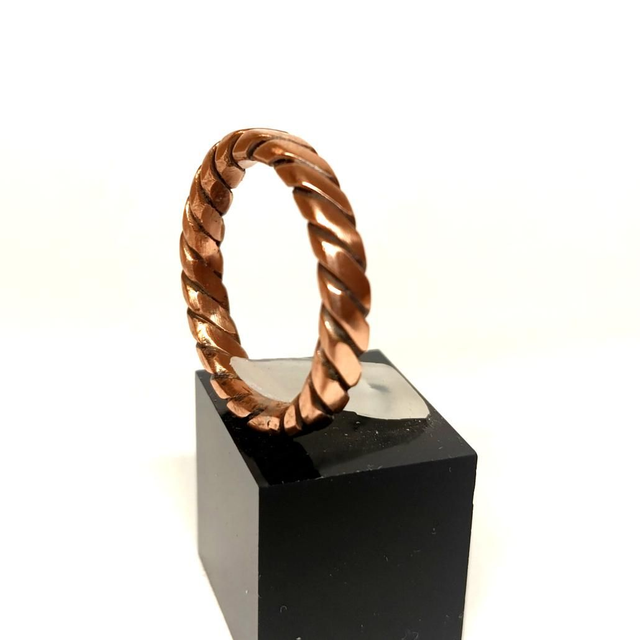 Bague cuivre pur 3 brins carré 