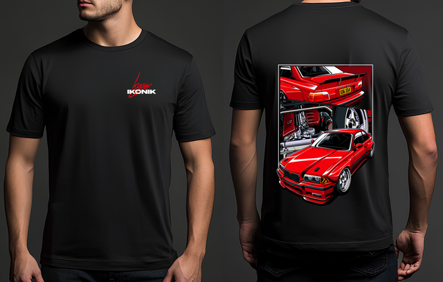Premium Black Tee | BMW E36 - Red