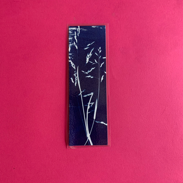 Marque page cyanotype végétal original sur papier épais et plastifié