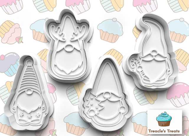 Christmas Gnomes Fondant/cookie stamps with cutters