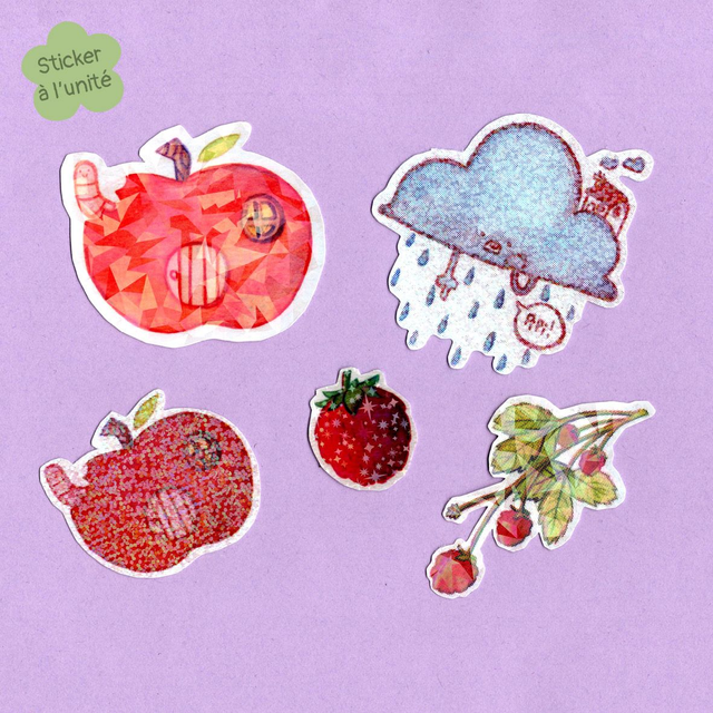 Stickers - à l'unité - Pomme - Fraise et Nuage Pipi