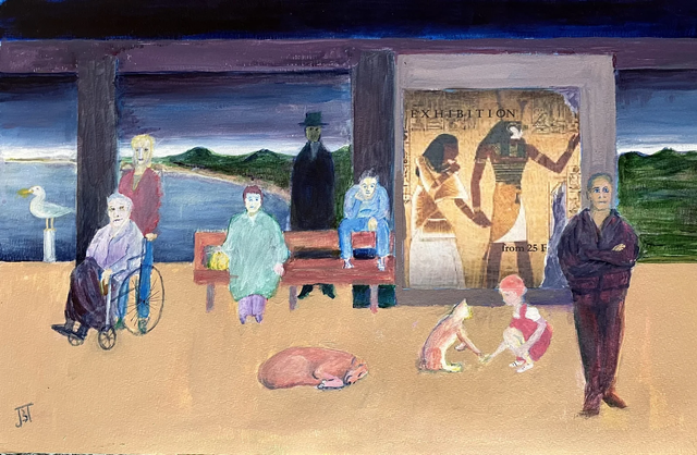 23 – Waiting (framed) Acrylic collage – 2014 35cm x 55cm