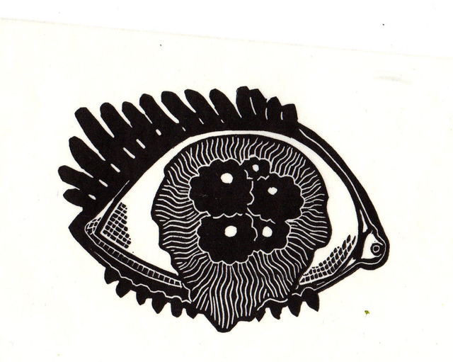 oeil trio, impression linogravure