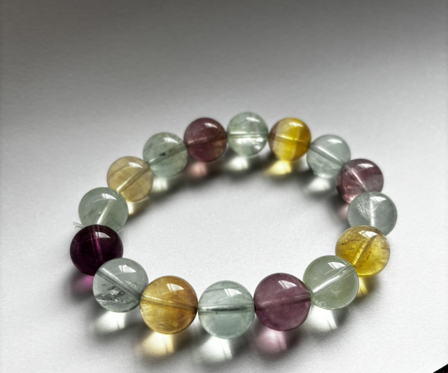 Multi-Colour Fluorite Bracelet – 13mm Beads