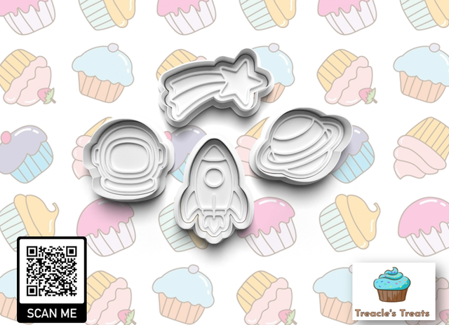 Space theme Fondant/cookie stamps with cutters