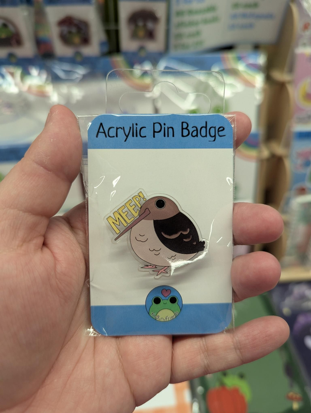 Meep bird (American woodcock) pin badge 