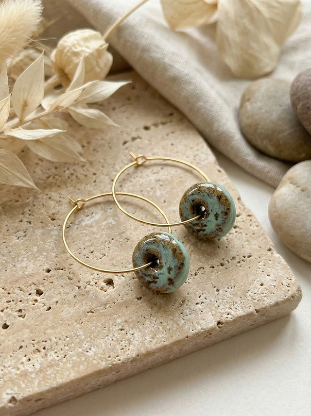 Seafoam Tide Donut Loop Earrings