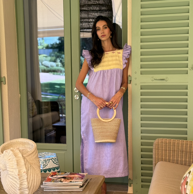 2.4 Vestido lino morado con amarillo