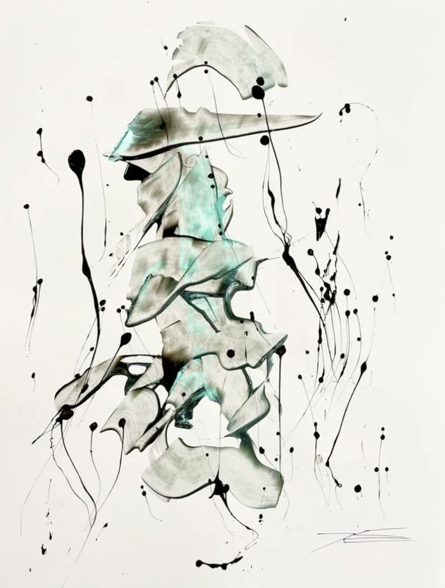 Oeuvre sur papier - Vert nacré 1 - 50x65cm