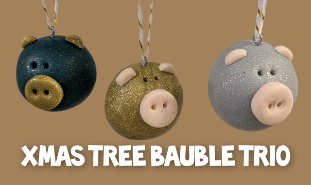 Set of 3 Xmas tree piggy baubles